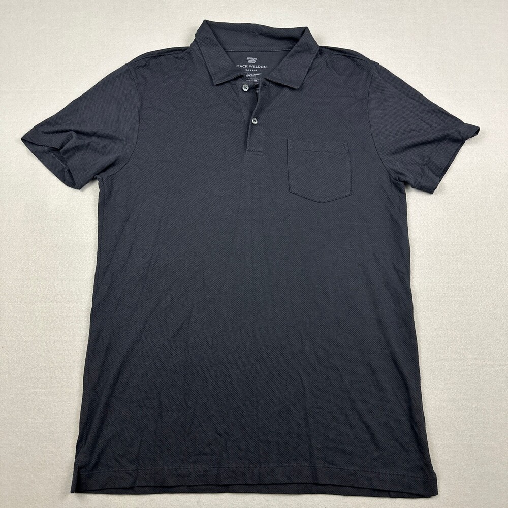 Mack Weldon Shirt Men Extra Large Blue Solid Short Sleeve Polo Pocket Cotton XL